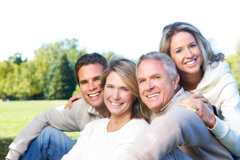 Picture of a family, mother, father, son, and daughter